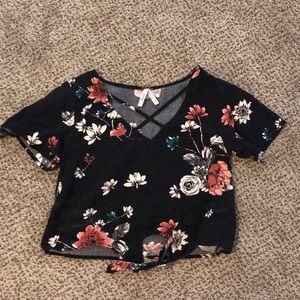 mudd floral crop top